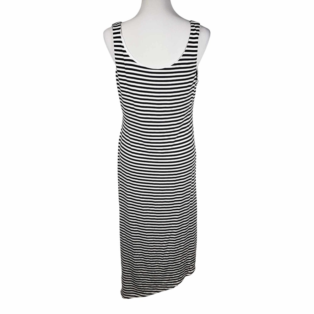 Vince Camuto size Large Black and White Striped Sleeveless Asymmetrical Dress